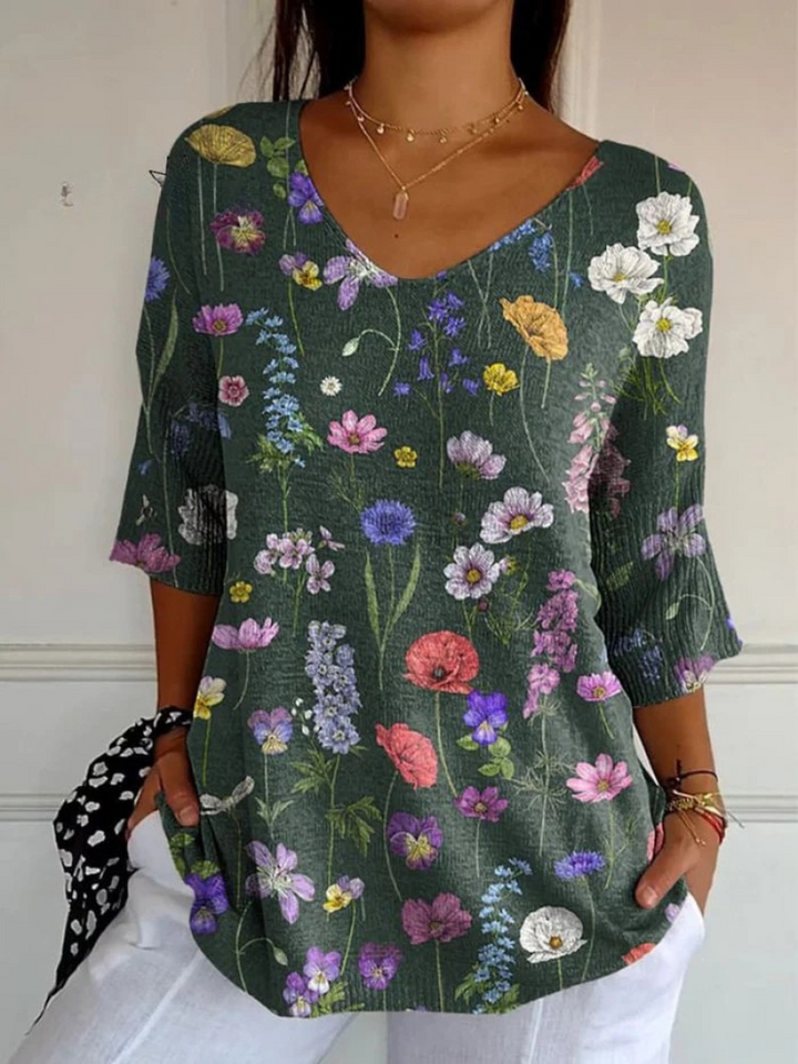 Spring Botanical Knit Top
